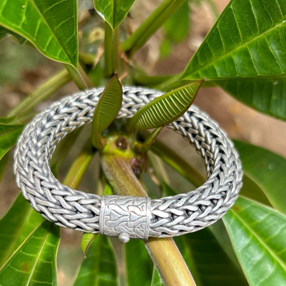 John Hardy 11+mm Thick Sterling Silver Woven Chain Bracelet